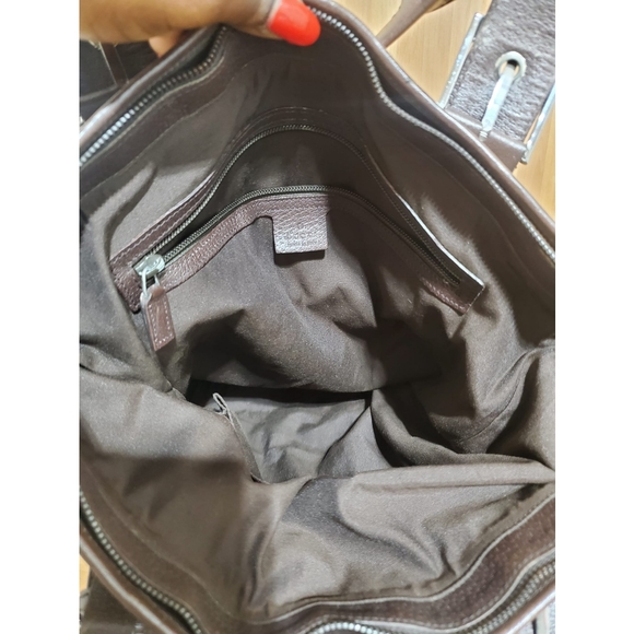 GUCCI GG Monogram Medium Web Handle Vertical Tote Bag Dark Brown - Picture 11 of 11